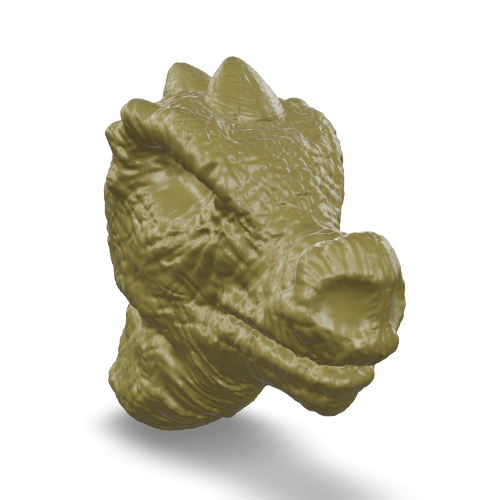 A sculpted dragon head